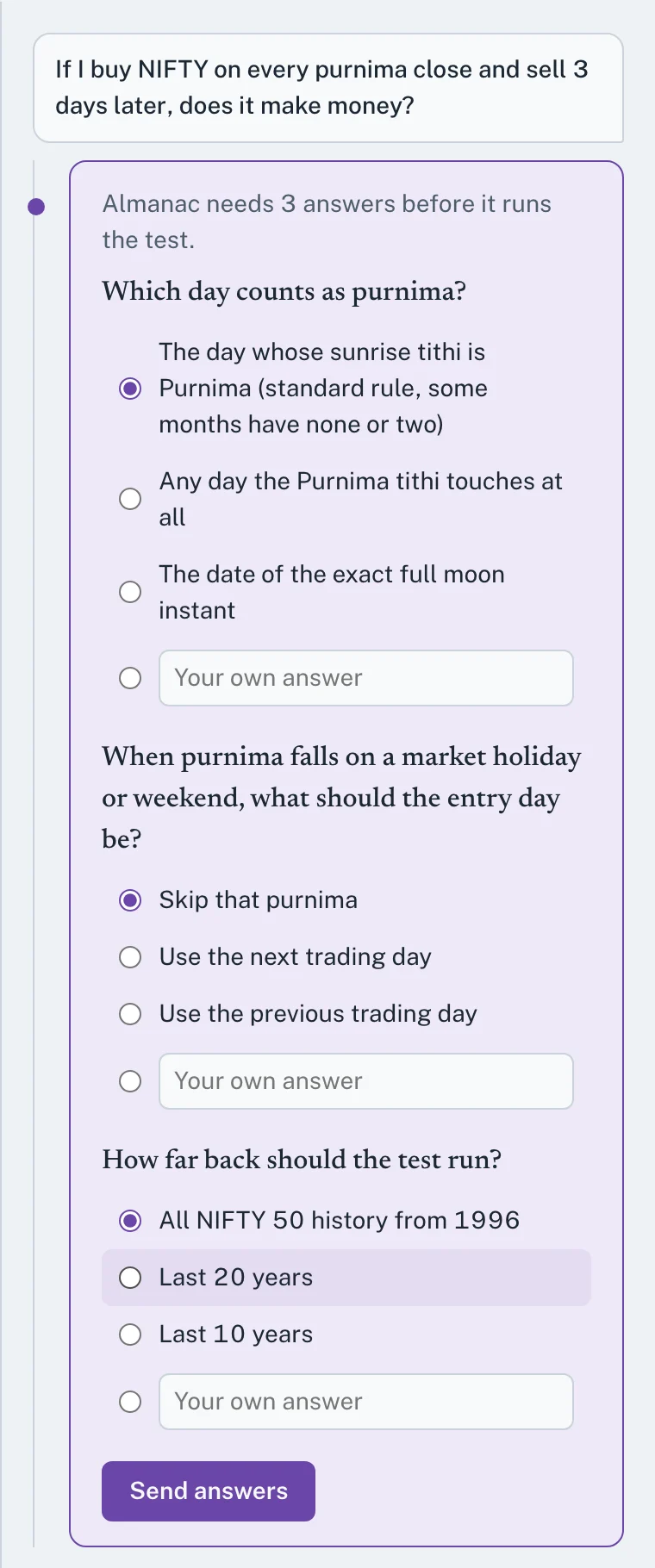 Asking a question and answering a clarifying question